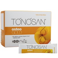 Tonosan Osteo Gold Food Supplement with Citrus Flavor 20 Φακελίσκοι - Συμπλήρωμα Διατροφής με Ασβέστιο, Μαγνήσιο, Βιταμίνες D, K & Βρώσιμο Χρυσό για την Ενίσχυση Μυών & Οστών, Γεύση Εσπεριδοειδών