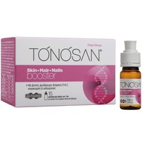Tonosan Skin-Hair-Nails Booster Food Supplement with Citrus Flavor 15x7ml - Συμπλήρωμα Διατροφής σε Πόσιμο Διάλυμα με Βιοτίνη, Ψευδάργυρο & Βιτ. C για την Καλή Υγεία του Δέρματος, των Μαλλιών & των Νυχιών, Γεύση Εσπεριδοειδών