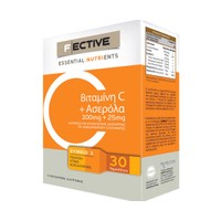 Fective Vitamin C+Acerola Βιταμίνη C Και Ασερολα Για Την Ενίσχυση Του Ανοσοποιητικού 300mg+25mg 30tabs