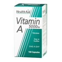 Health Aid Vitamin A (Palmitate) 5000iu 100caps - Συμπλήρωμα Διατροφής με Βιταμίνη Α για Δυνατή Όραση & Υγιές Δέρμα