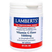 Lamberts Vitamin C Time Release 1000mg, 30tabs - Συμπλήρωμα Διατροφής Βιταμίνης C Ελεγχόμενης Αποδέσμευσης για τη Σωστή Λειτουργία του Ανοσοποιητικού Συστήματος