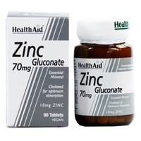 Health Aid Zinc Gluconate 70mg 90tabs - Συμπλήρωμα Διατροφής για την Υγεία του Ανοσοποιητικού, του Δέρματος & του Αναπαραγωγικού Συστήματος