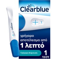 Clearblue Rapid Detection Pregnancy Test 1 Τεμάχιο - Τεστ Εγκυμοσύνης Γρήγορης Ανίχνευσης Μετά από 1 Λεπτό