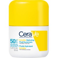 Cerave Invisible Hydrating Fluid Spf50 Sunscreen 50ml - Αντηλιακό Προσώπου Υψηλής Προστασίας για Κανονική Έως Ξηρή Επιδερμίδα με 3 Απαραίτητα Ceramides & Νιασιναμίδη