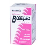 Health Aid B Complex Supreme 30caps - Συμπλήρωμα Διατροφής με Σύμπλεγμα Βιταμινών Β για Υγιές Νευρικό Σύστημα
