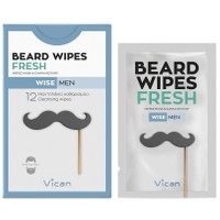 Vican Wise Men Beard Wipes Fresh 12τμχ - Μαντηλάκι Καθαρισμού για τη Γενειάδα του Άνδρα με Νότες Musk & Σανταλόξυλου
