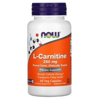 Now Foods L-Carnitine 250mg Fitness Support 60veg.caps - Συμπλήρωμα Διατροφής που Βοηθά τη Καρδιαγγειακή Υγεία & την Παραγωγή Ενέργειας