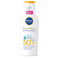 Nivea Sun Babies & Kids Sensitive Protective 5 in 1 Spf50+ 200ml - Βρεφικό, Παιδικό Αντηλιακό Γαλάκτωμα Προσώπου, Σώματος Πολύ Υψηλής Προστασίας