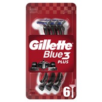Gillette Blue3 Plus Red Disposable Razors 6 Τεμάχια - Ανδρικά Ξυραφάκια με 3 Λεπίδες & Επίστρωση Χρωμίου για Βαθύ, Εύκολο Ξύρισμα