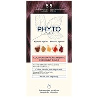 Phyto Permanent Hair Color Kit 1 Τεμάχιο - 5.5 Ανοιχτό Καστανό Μαονί - Μόνιμη Βαφή Μαλλιών με Φυτικές Χρωστικές, Χωρίς Αμμωνία
