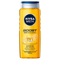 Nivea Men Shower Gel Boost 24h Fresh Effect Revitalising & Caffeine 500ml - Ανδρικό Αφρόλουτρο για Σώμα, Πρόσωπο & Μαλλιά με Καφεΐνη