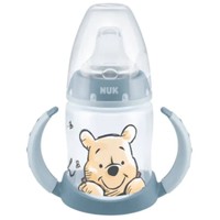 Nuk Disney Winnie the Pooh 6-18m First Choice Learner Bottle 150ml - Γαλάζιο - Πλαστικό Κύπελλο Εκμάθησης για Ηλικίες 6-18 Μηνών με Λαβές & με Ρύγχος Σιλικόνης