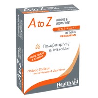 Health Aid A to Z Iodine & Iron Free 30tabs - Συμπλήρωμα Διατροφής με Πολυβιταμίνες & Μέταλλα Απαραίτητα για τον Οργανισμό