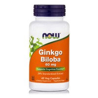 Now Foods Ginkgo Biloba 60mg Συμπλήρωμα Διατροφής για Καλή Λειτουργία του Εγκεφάλου & Ενίσχυση Μνήμης 60veg.caps