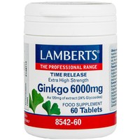 Lamberts Ginkgo Biloba Extract 6000mg, 60tabs - Συμπλήρωμα Διατροφής για την Καλή Λειτουργία του Κυκλοφορικού & της Μνήμης