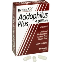 Health Aid Acidophilus Plus 4 billion 30caps - Συμπλήρωμα Διατροφής, Ιδανικό Μείγμα 3 Διαφορετικών Προβιοτικών, Acidophilus, Lactis & Bulgaricus