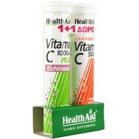 Health Aid Πακέτο Προσφοράς Vit C 1000mg Plus Echinachea 20 Effer.tabs + Δώρο Vit C 500mg 20 Effer.tabs - Συμπλήρωμα Διατροφής, Βιταμίνη C & Εχινάκεια για την Θωράκιση του Ανοσοποιητικού + Δώρο Βιταμίνη C