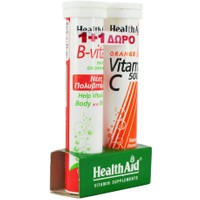 Health Aid Πακέτο Προσφοράς B-Vital Apricot 20 Effer.tabs + Δώρο Vitamin C Orange 500mg 20 Effer.tabs - Συμπλήρωμα Διατροφής για Τόνωση Σώματος & Πνεύματος με Γεύση Ροδάκινο+ Δώρο Βιταμίνη C Πορτοκάλι