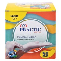 Practic Γάντια Εξεταστικά Λευκά Latex Ελαφρά Πουδραρισμένα σε Πρακτική Συσκευασία 50 Τεμάχια