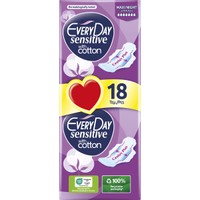 Every Day Sensitive Maxi Night Ultra Plus Value Pack 18 Τεμάχια - Πολύ Λεπτές Σερβιέτες με Βαμβακερό Κάλυμμα για τις Ευαίσθητες Επιδερμίδες, Ιδανικές για Μεγάλη Ροή & Νυχτερινή Χρήση
