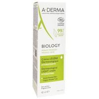 A-Derma Biology Dermatological Light Cream Hydrating 40ml - Ελαφριά Ενυδατική Κρέμα με 99% Βιολογικά Συστατικά, για το Κανονικό προς Μικτό, Εύθραυστο Δέρμα