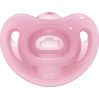 Nuk Sensitive Silicone Soother 6-18m 1 Τεμάχιο - Ροζ - Πιπίλα από 100% Σιλικόνη Εξαιρετικά Μαλακή & Εύκαμπτη