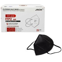 Jiada Non Medical 5ply Mask FFP2 NR, 25 Τεμάχια - Μάσκα Προστασίας με Μεταλλικό Έλασμα μιας Χρήσης σε Μαύρο Χρώμα