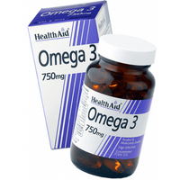 Health Aid Οmega 3 750mg 60caps - Συμπλήρωμα Διατροφής Ιχθυελαίου με Ειδική Σύνθεση η Οποία δεν Αφήνει την Επίγευση Ψαριού