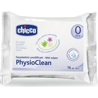 Chicco PhysioClean Wet Wipes for Redness Noses 16τμχ - Υγρά Μαντηλάκια για τον Καθαρισμό της Μύτης