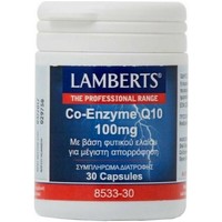 Lamberts Co-Enzyme Q10 100mg, 30caps - Συμπλήρωμα Διατροφής για την Ενίσχυση Παραγωγής Ενέργειας σε Κυτταρικό Επίπεδο με Αντιοξειδωτικές Ιδιότητες