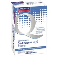 Lamberts Co-Enzyme Q10 100mg, 60caps - Συμπλήρωμα Διατροφής για την Ενίσχυση Παραγωγής Ενέργειας σε Κυτταρικό Επίπεδο με Αντιοξειδωτικές Ιδιότητες