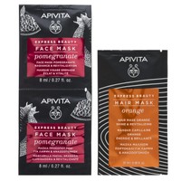 Δώρο Apivita Express Beauty Face Mask With Pomegranate 2x8ml & Express Beauty Hair Mask Orange Shine & Revitalizing 20ml