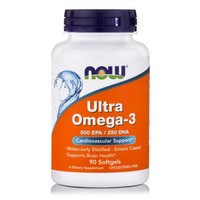 Now Foods Ultra Omega-3 (500 EPA / 250 DHA) Συμπλήρωμα Διατροφής Ωμέγα-3 Λιπαρών Οξέων σε Ποσοστό Συγκέντρωσης 75%, 90 Softgels