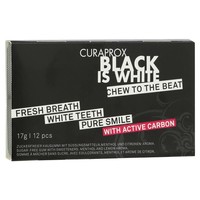 Curaprox Black is White Chew to the Beat Τσίχλα για Λεύκανση των Δοντιών με Ενεργό Άνθρακα & Γεύση Λεμόνι - Μέντα 12 Τεμάχια