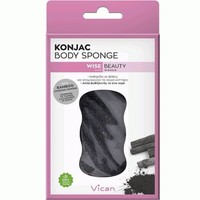 Vican Wise Beauty Konjac Body Sponge Bamboo Charcoal Powder 1τμχ - Σφουγγάρι Σώματος με Σκόνη Άνθρακα, Απορροφά τις Τοξίνες και Καθαρίζει σε Βάθος