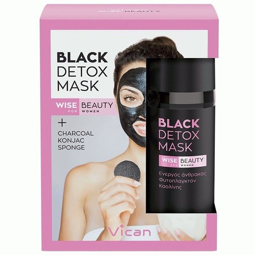 Vican Πακέτο Προσφοράς Wise Beauty Black Detox Mask 50ml & Δώρο Charcoal Konjac Sponge 1τμχ Vican Πακέτο Προσφοράς Wise Beauty Black Detox Mask 50ml & Δώρο Charcoal Konjac Sponge 1τμχ