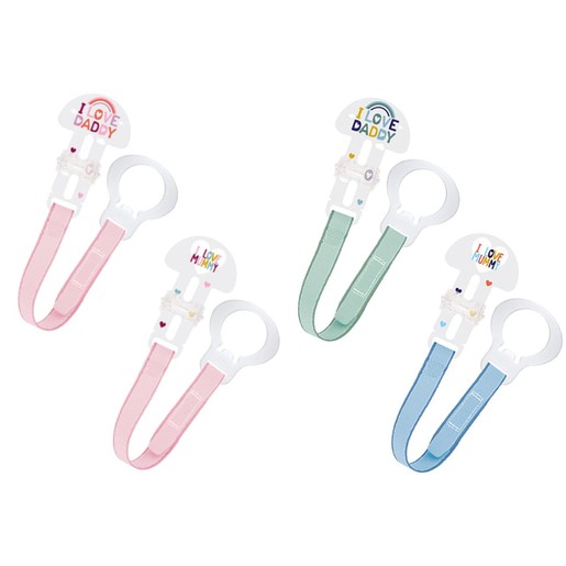 Mam Clip Set I Love Mummy & Daddy Κωδ 312 Κορδέλα Στήριξης Πιπίλας, από 0+ Μηνών 2 Τεμάχια Mam Clip Set I Love Mummy & Daddy Κωδ 312 Κορδέλα Στήριξης Πιπίλας, από 0+ Μηνών 2 Τεμάχια