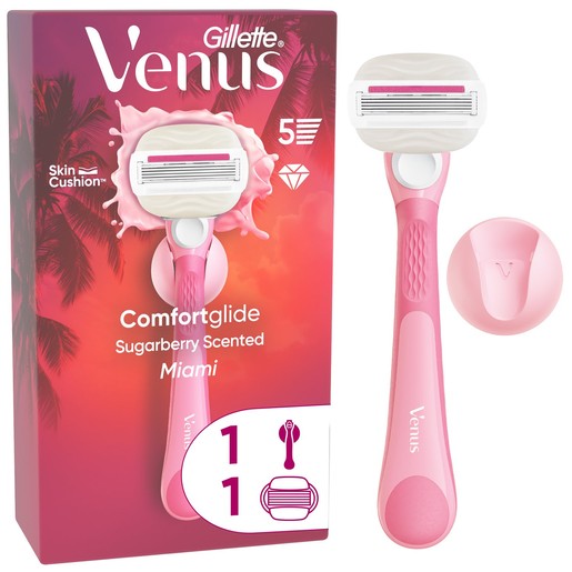 Gillette Venus ComfortGlide Miami Sugarberry  1 Λαβή & 1 Ανταλλακτικό & 1 Βάση Ντους