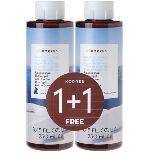Korres Αφρόλουτρο Αμπέλι Σαντορίνης 1+1 Δώρο 2Χ250ml Korres Αφρόλουτρο Αμπέλι Σαντορίνης 1+1 Δώρο 2Χ250ml