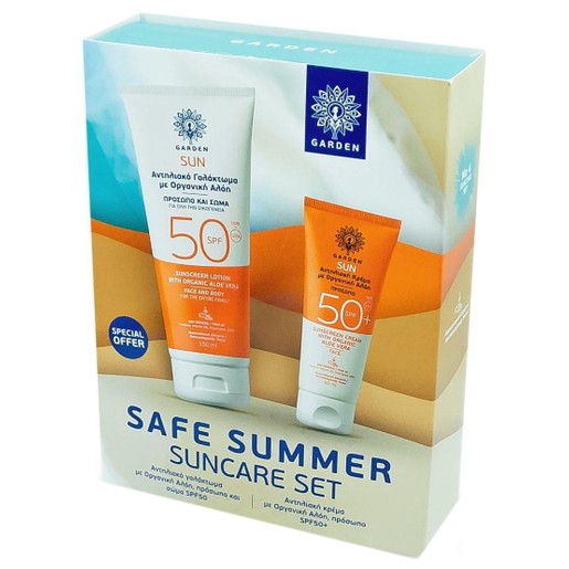Garden Promo Safe Summer Sun Lotion for Face, Body Spf50, 150ml & Sun Face Cream Spf50+, 50ml