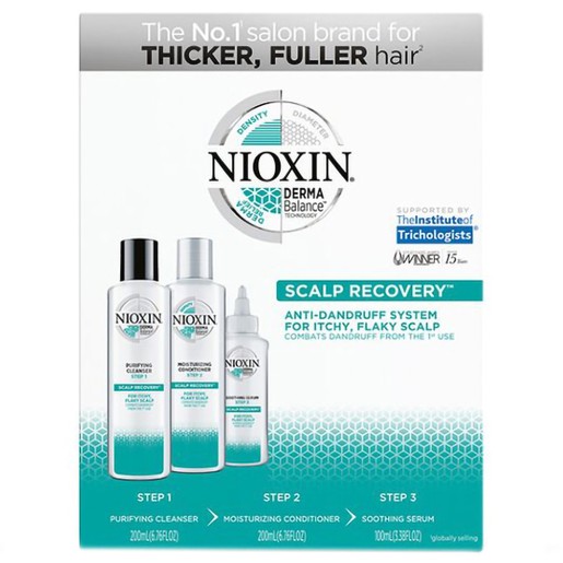 Nioxin Promo Scalp Recovery Purifying Cleanser Anti-Dandruff Shampoo 200ml, Moisturizing Conditioner for Itchy Flaky, Scalp 200ml & Soothing Hair Serum 100ml