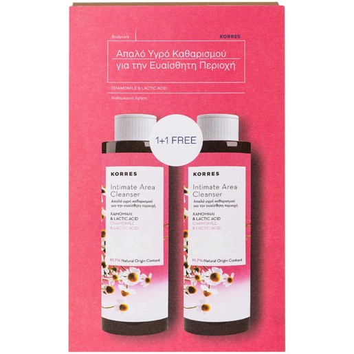 Korres Πακέτο Προσφοράς Intimate Area Cleanser με Χαμομήλι & Lactic Acid 1+1 Δώρο 2x250ml
