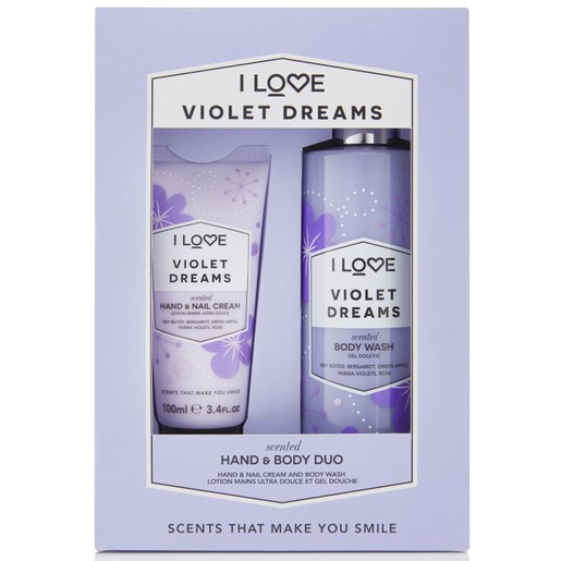 I love... Gift Set Duo Violet Dreams Hand & Nail Cream 100ml & Scented Body Wash 360ml I love... Gift Set Duo Violet Dreams Hand & Nail Cream 100ml & Scented Body Wash 360ml