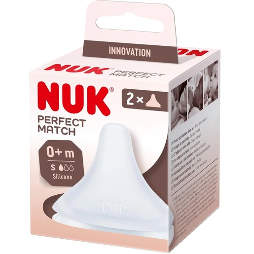 Nuk Perfect Match 0m+ Flow Control Silicone Teat 2 Τεμάχια - Small