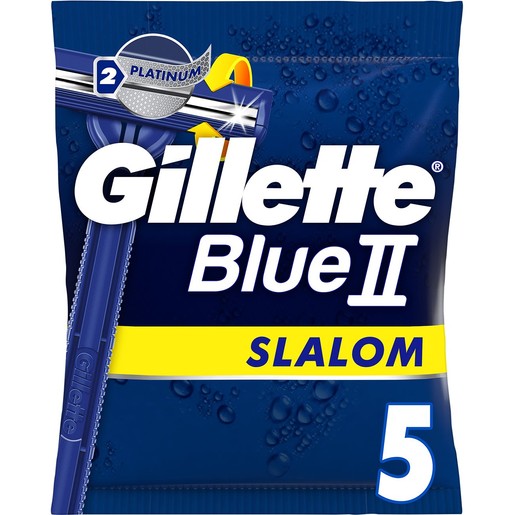 Gillette Blue II Slalom Men\'s Disposable Razors 5 Τεμάχια
