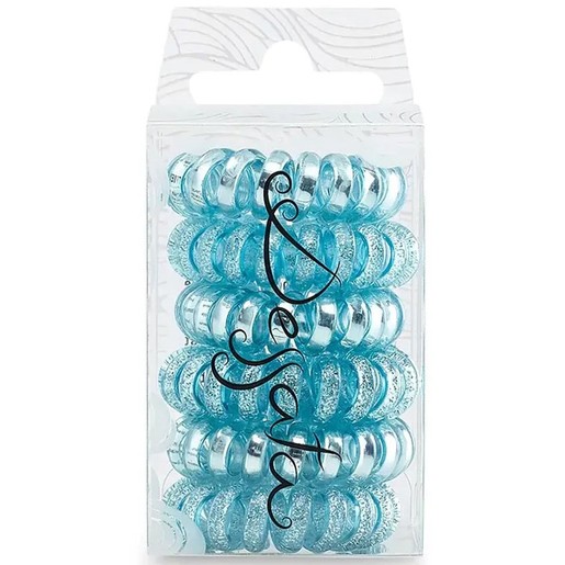 Dessata Hair Ties Set Λαστιχάκια Μαλλιών Turquoise Μεταλλιζέ 6 Τεμάχια