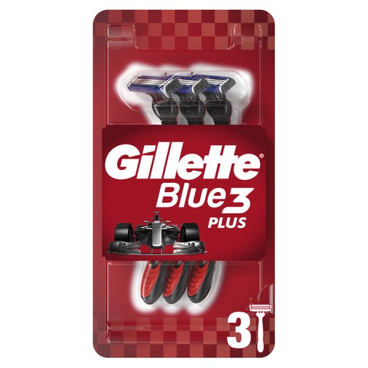Gillette Blue3 Plus Red Disposable Razors 3 Τεμάχια