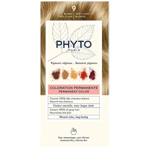 Phyto Permanent Hair Color Kit 1 Τεμάχιο - 9 Ξανθό Πολύ Ανοιχτό