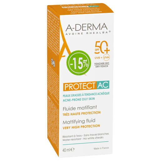A-Derma Promo Protect AC Sunscreen Mattifying Fluid for Face Spf50+, 40ml σε Ειδική Τιμή