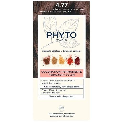 Phyto Permanent Hair Color Kit 1 Τεμάχιο - 4.77 Καστανό Έντονο Μαρόν